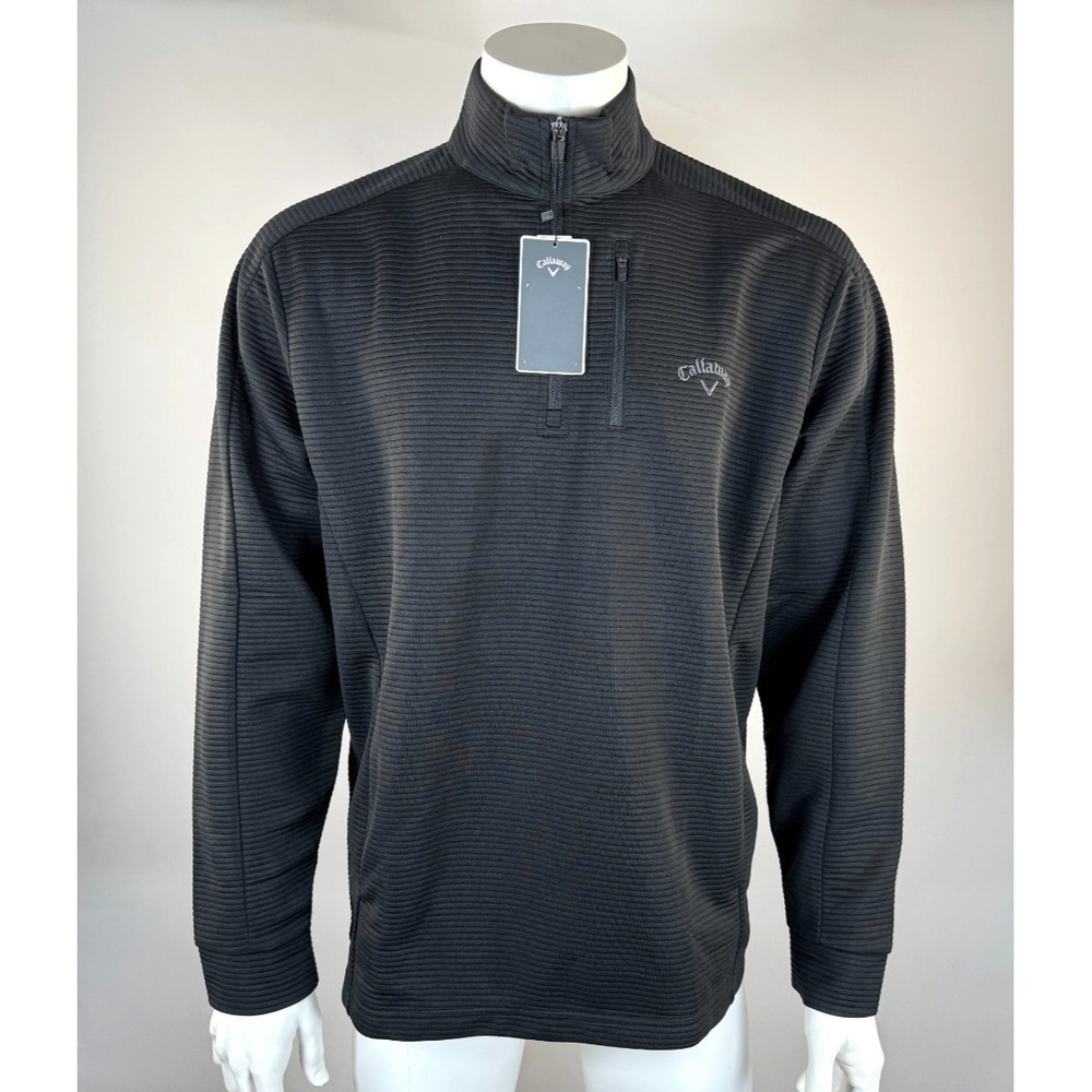 Callaway Golf Ottoman Quarter Zip Base Layer Pullover‎ Mens L NWT Opti-Dri Black